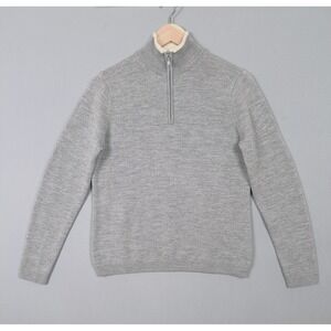 Brooks Brothers 346 Merino Wool Quarter Zip Sweater Mens Large Gray